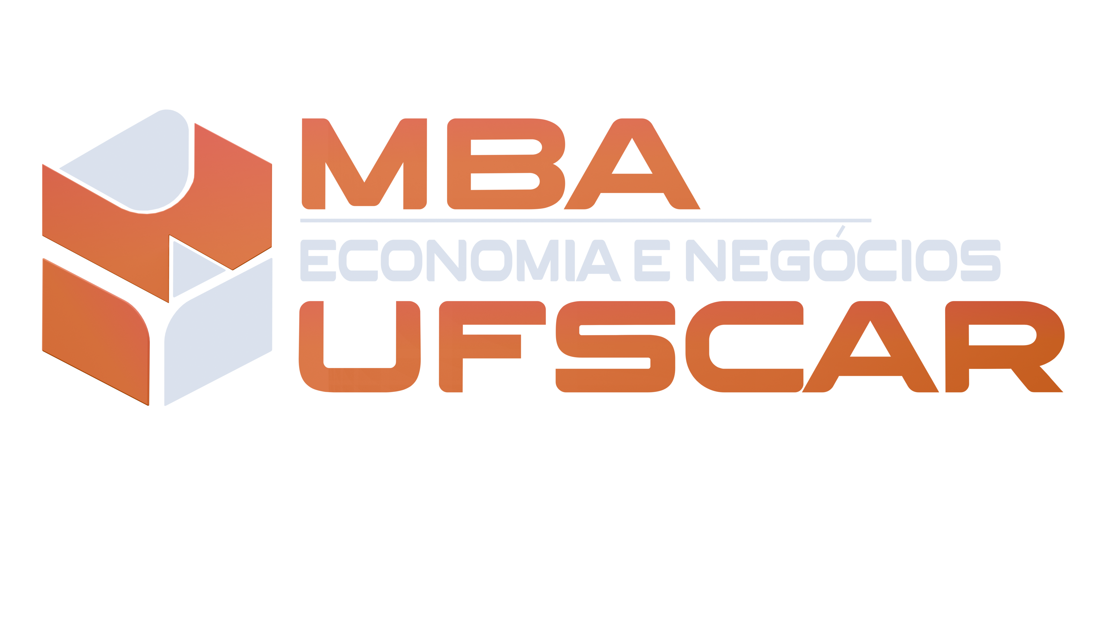 Logo do MBA Economia & Negocios UFSCar com uma elipse embaixo com um ponto laranja